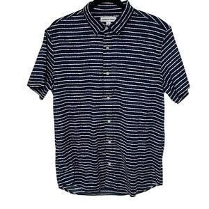 Country‎ Road Mens Navy White Striped Short Sleeve Button Down Shirt Size Medium